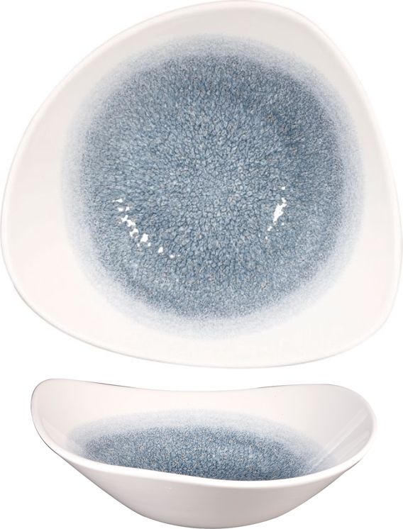 Churchill - Super Vitrified 9.25" Studio Prints Raku Topaz Blue Triangle Bowl, Pack of 12 - RKTBTRB91