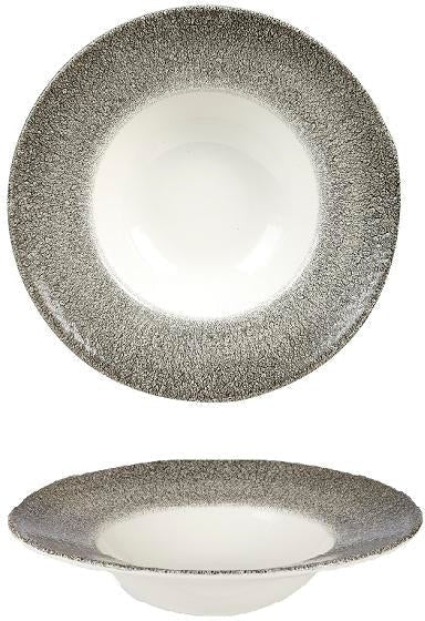 Churchill - Super Vitrified 9.5" Studio Prints Raku Quartz Black Wide Rim Bowl, Pack of 12 - RKBQVWBM1