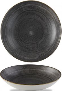 Churchill - Super Vitrified 9.7" Stonecast Raw Black Coupe Bowl, Pack of 12 - SRBLEVB91