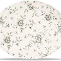 Churchill - Vintage Prints 10" Super Vitrified Grey Chintz Oval Plate, Pack of 6 - RCGOP121