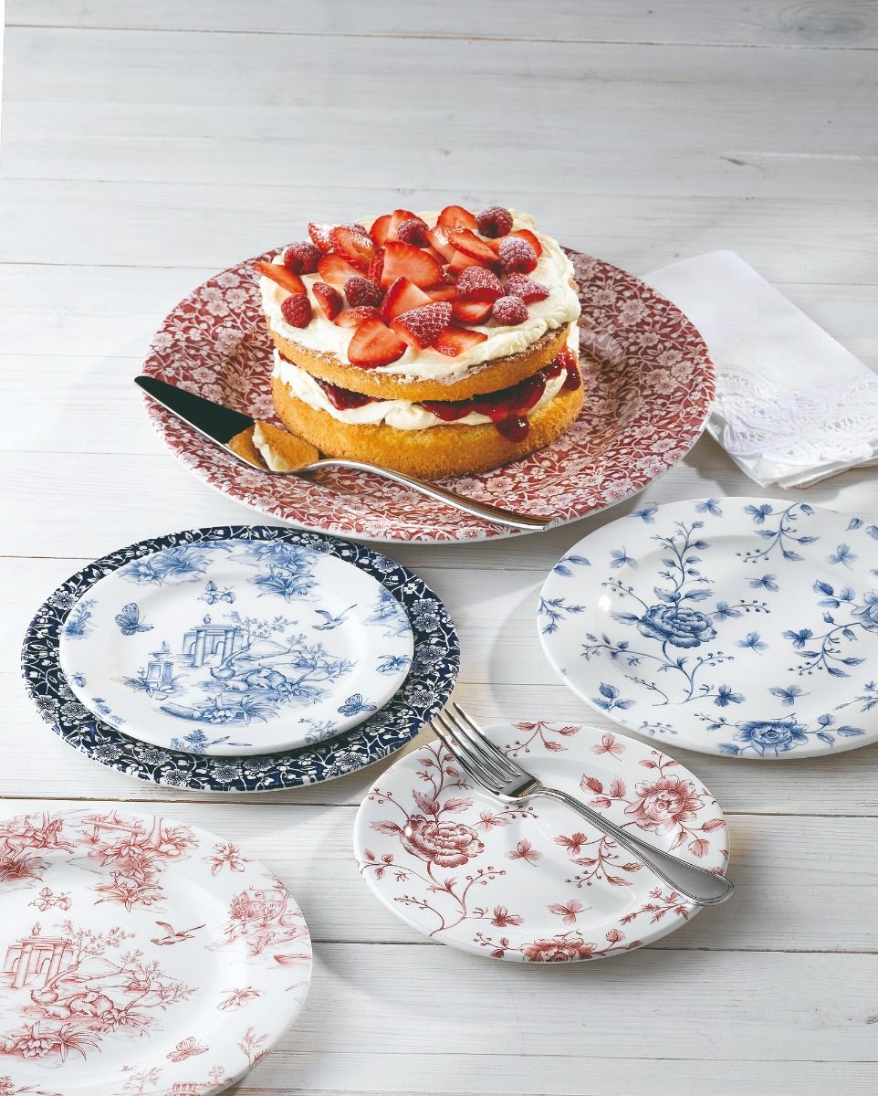 Churchill - Vintage Prints 10" Super Vitrified Grey Chintz Oval Plate, Pack of 6 - RCGOP121