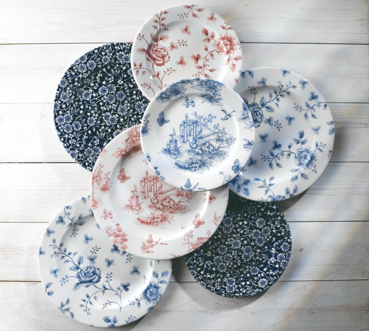 Churchill - Vintage Prints 10" Super Vitrified Grey Chintz Oval Plate, Pack of 6 - RCGOP121