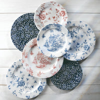 Churchill - Vintage Prints 10" Super Vitrified Grey Chintz Oval Plate, Pack of 6 - RCGOP121