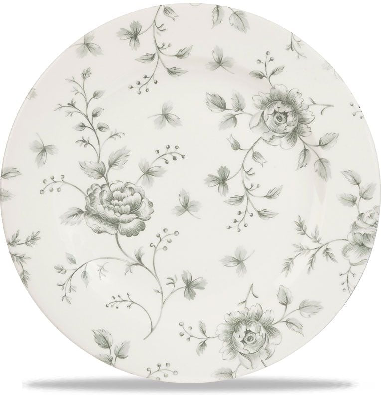 Churchill - Vintage Prints 10" Super Vitrified Grey Chintz Oval Plate, Pack of 6 - RCGOP121