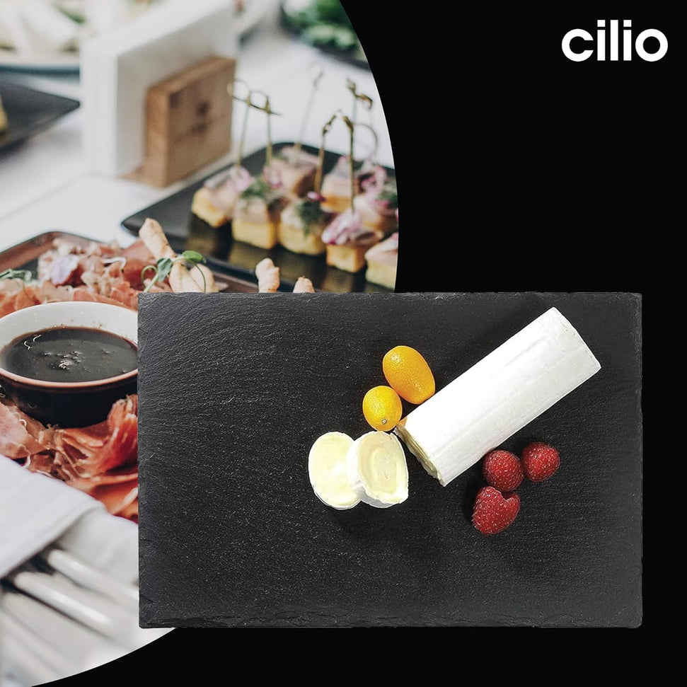Cilio - 11.8" Black Slate Rectangle Serving and Cheese Board - C296549