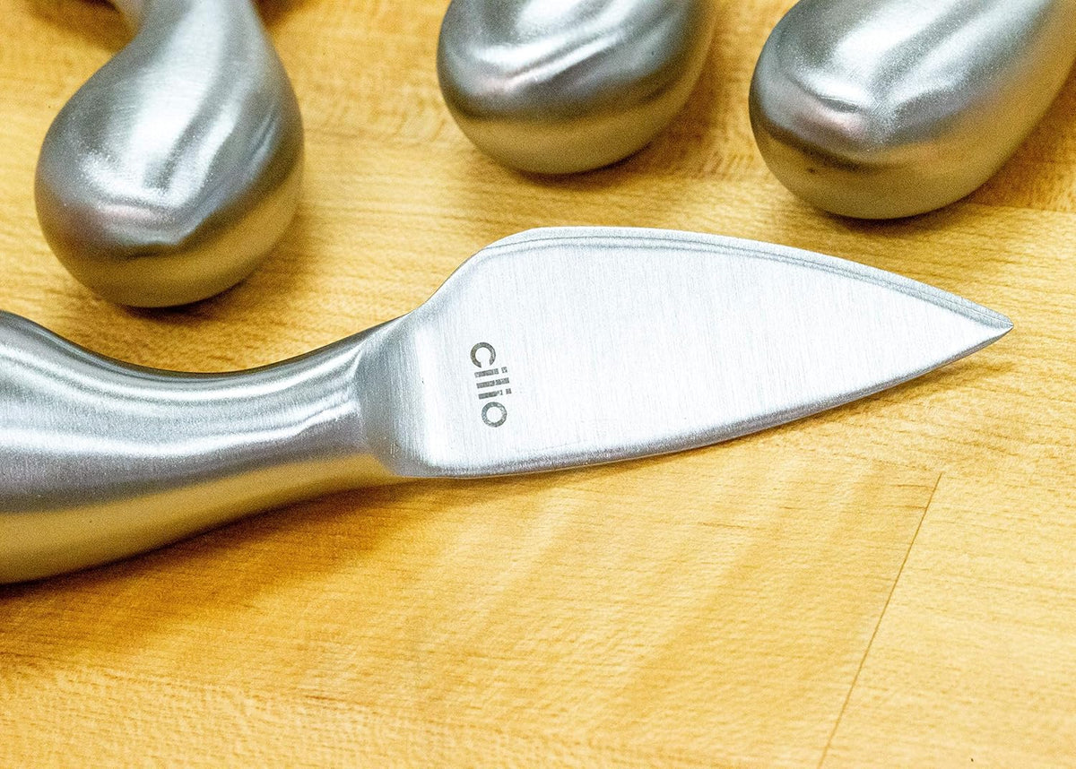 Cilio - 4 Pc Piave Brushed Stainless Steel Cheese Knife in Wooden Box - C294804