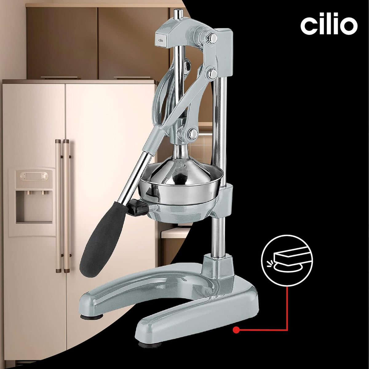 Cilio - Amalfi 7" x 8" Silver Matte Citrus Press Juicer - C309133