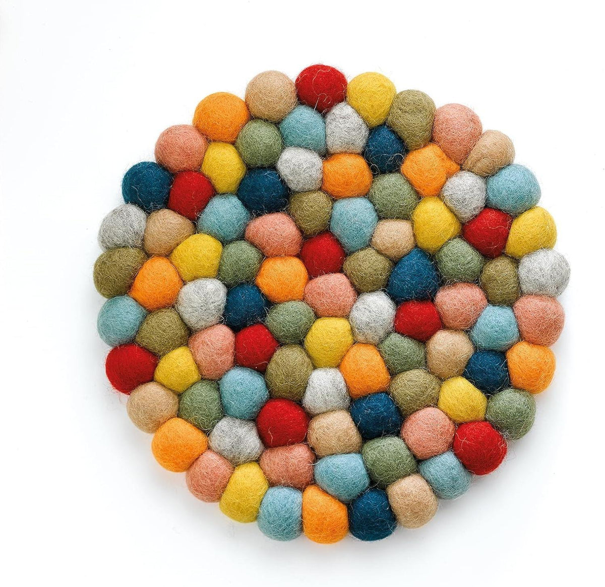 Cilio - Colore 8" Multicolor Round Virgin Wool Trivet - C469936