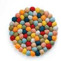Cilio - Colore 8" Multicolor Round Virgin Wool Trivet - C469936