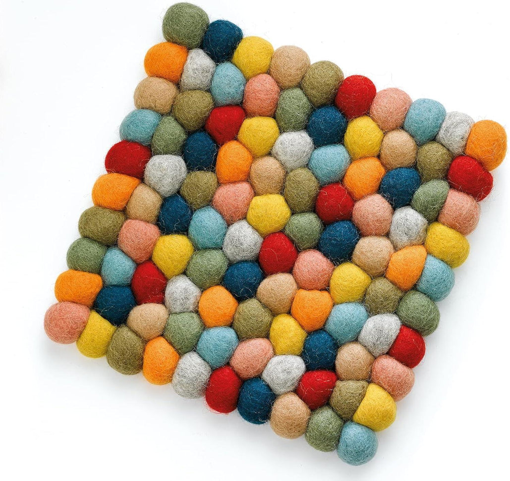 Cilio - Colore 8" Multicolor Square Virgin Wool Trivet - C469929