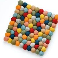 Cilio - Colore 8" Multicolor Square Virgin Wool Trivet - C469929