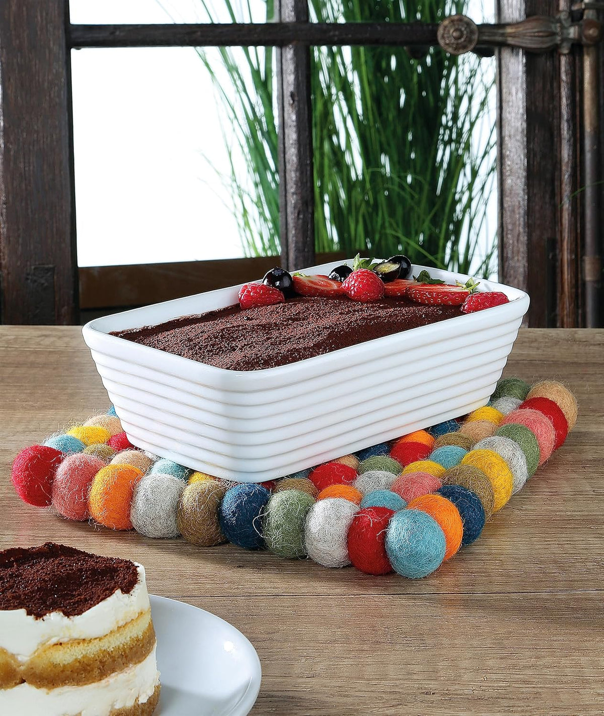 Cilio - Colore 8" Multicolor Square Virgin Wool Trivet - C469929