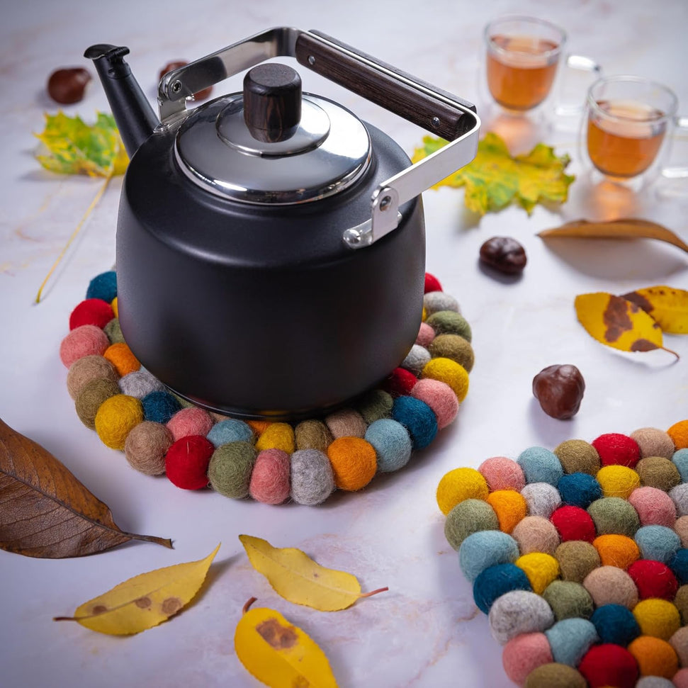 Cilio - Colore 8" Multicolor Square Virgin Wool Trivet - C469929