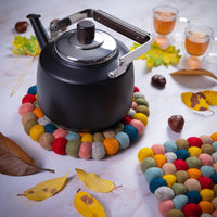 Cilio - Colore 8" Multicolor Square Virgin Wool Trivet - C469929