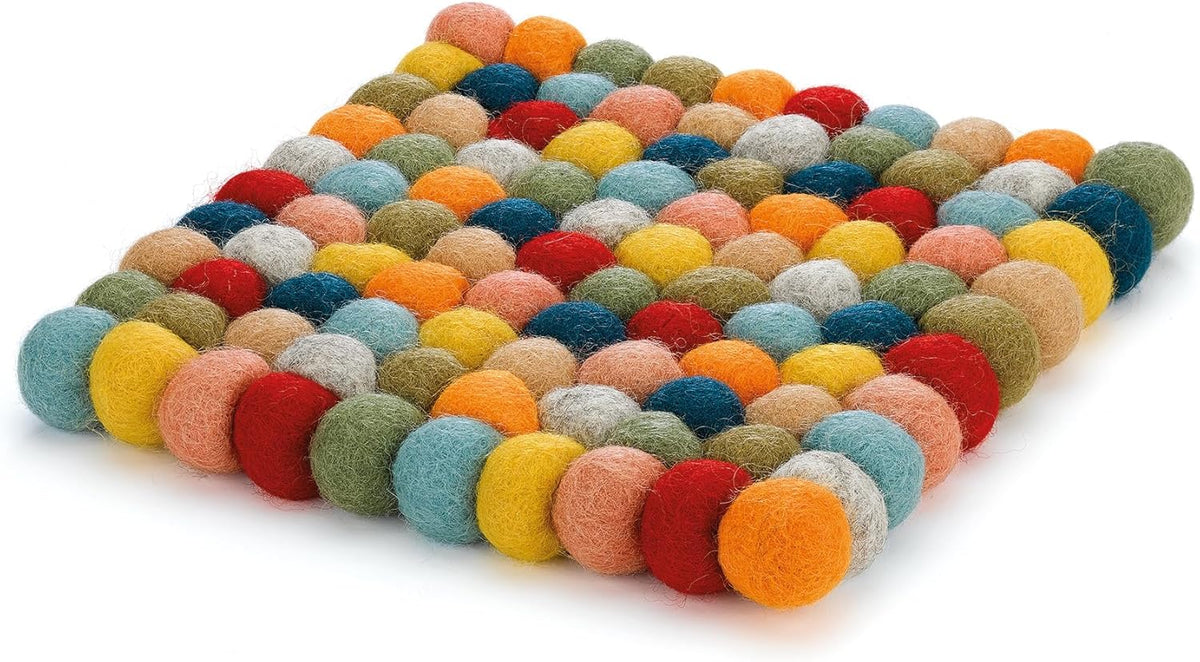 Cilio - Colore 8" Multicolor Square Virgin Wool Trivet - C469929