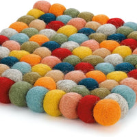 Cilio - Colore 8" Multicolor Square Virgin Wool Trivet - C469929