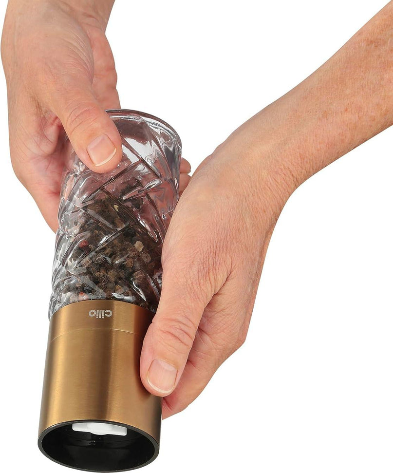 Cilio - Cristallo 6.7" Copper Glass and Stainless Steel Salt or Pepper Mill - C613568