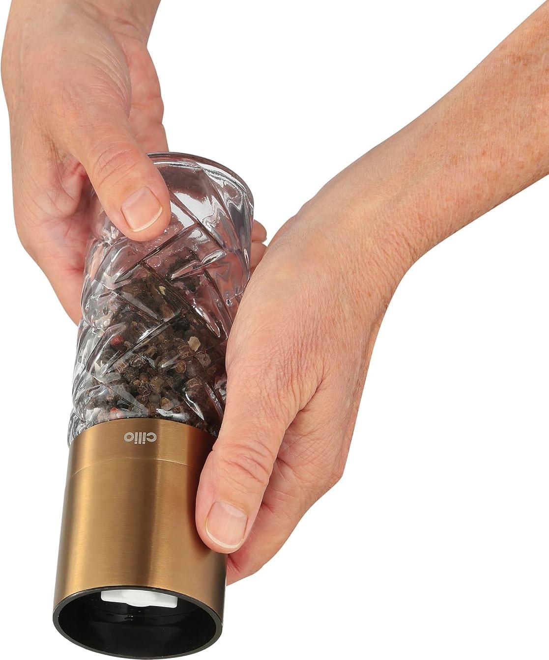 Cilio - Cristallo 6.7" Copper Glass and Stainless Steel Salt or Pepper Mill - C613568