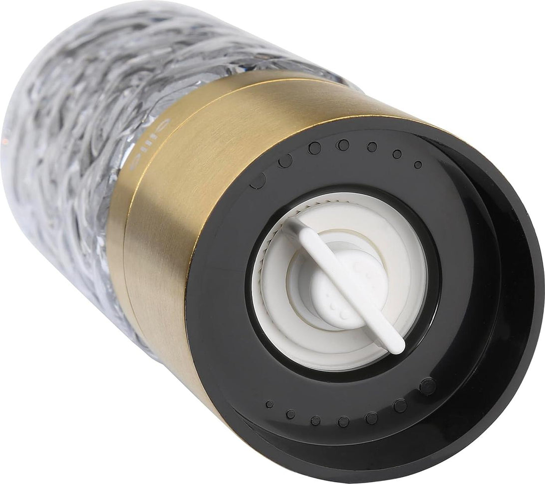 Cilio - Cristallo 6.7" Gold Glass and Stainless Steel Salt or Pepper Mill - C613551