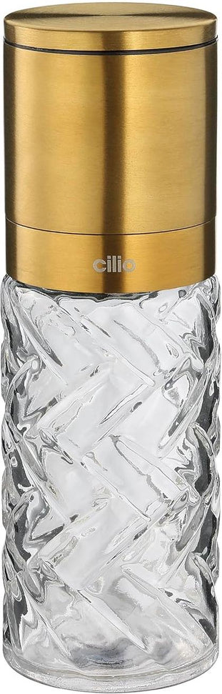 Cilio - Cristallo 6.7" Gold Glass and Stainless Steel Salt or Pepper Mill - C613551