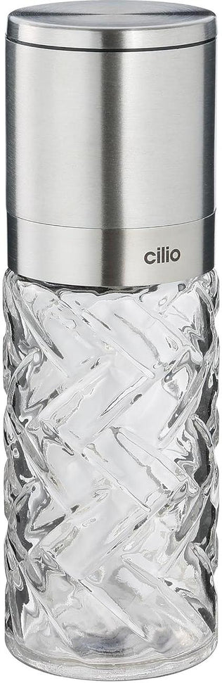 Cilio - Cristallo 6.7" Silver Glass and Stainless Steel Salt or Pepper Mill - C613544