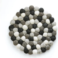 Cilio - Grigio 8" Lt Grey Round Virgin Wool Trivet - C469899