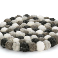 Cilio - Grigio 8" Lt Grey Round Virgin Wool Trivet - C469899