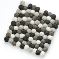 Cilio - Grigio 8" Lt Grey Square Virgin Wool Trivet - C469882