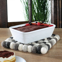 Cilio - Grigio 8" Lt Grey Square Virgin Wool Trivet - C469882