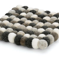 Cilio - Grigio 8" Lt Grey Square Virgin Wool Trivet - C469882