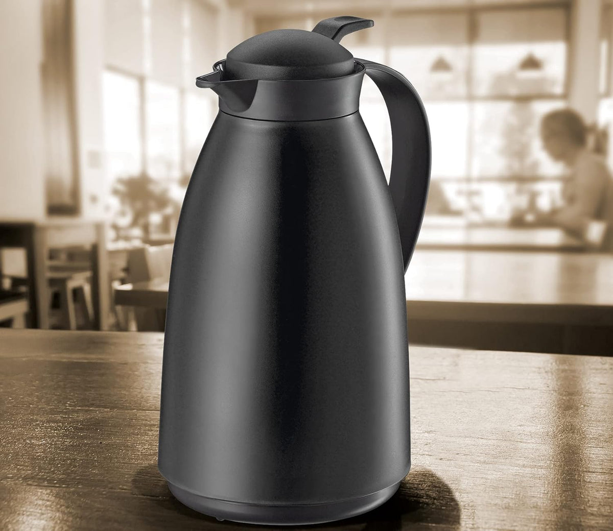 Cilio - Imola 34 Ounce Black Insulated Beverage Server with Glass Liner - C544367