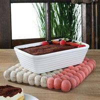 Cilio - Lana Due 8.25" Square Beige/Coral Wool Trivet - C470444