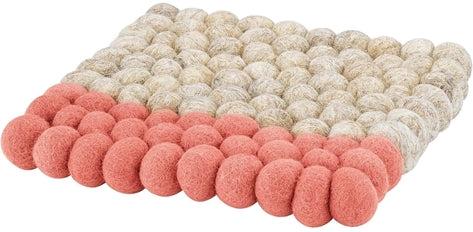 Cilio - Lana Due 8.25" Square Beige/Coral Wool Trivet - C470444