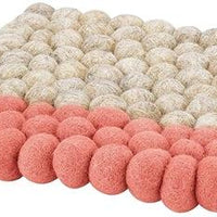 Cilio - Lana Due 8.25" Square Beige/Coral Wool Trivet - C470444