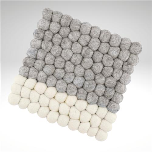 Cilio - Lana Due 8.25" Square Gray/White Wool Trivet - C470437