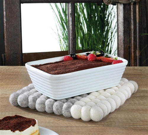 Cilio - Lana Due 8.25" Square Gray/White Wool Trivet - C470437