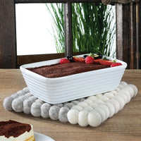 Cilio - Lana Due 8.25" Square Gray/White Wool Trivet - C470437