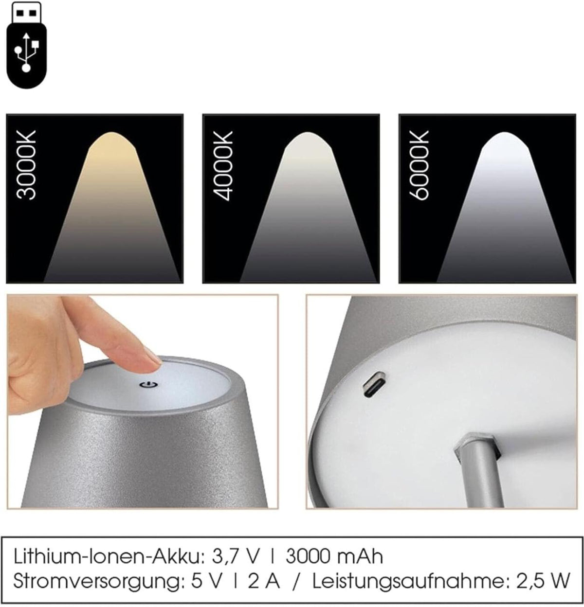 Cilio - Luce 5.25" Grey LED Bottle Lamp - C190670