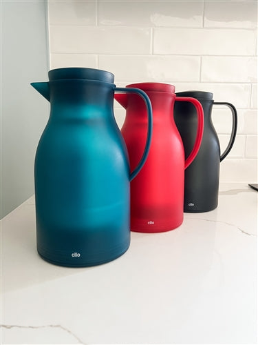 Cilio - Monza 34 Ounce Turquoise Insulated Tempered Glass Core Beverage Server-Hot/Cold Carafe-Coffee Pitcher - C544572