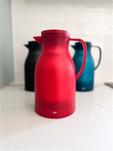 Cilio - Monza 34 Ounce Red Insulated Tempered Glass Core Beverage Server-Hot/Cold Carafe-Coffee Pitcher - C544558