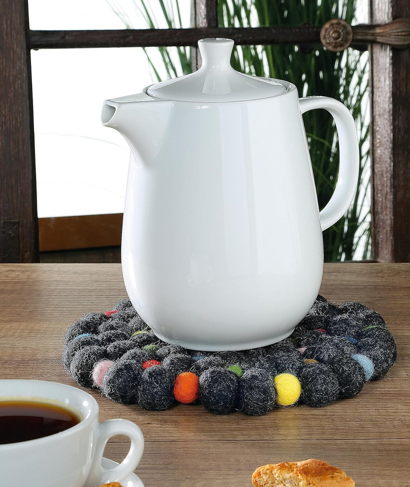 Cilio - Nero 8" Charcoal Round Virgin Wool Trivet - C469974