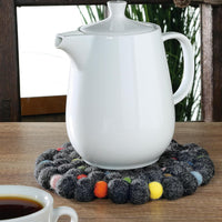 Cilio - Nero 8" Charcoal Round Virgin Wool Trivet - C469974