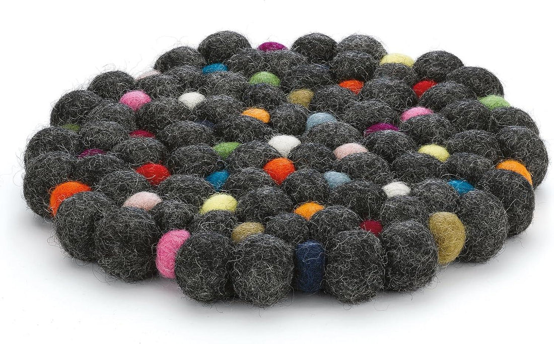 Cilio - Nero 8" Charcoal Round Virgin Wool Trivet - C469974