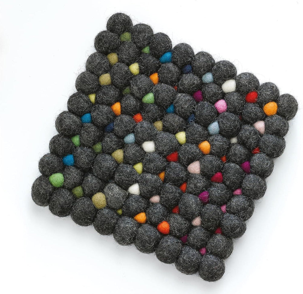 Cilio - Nero 8" Charcoal Square Virgin Wool Trivet - C469967