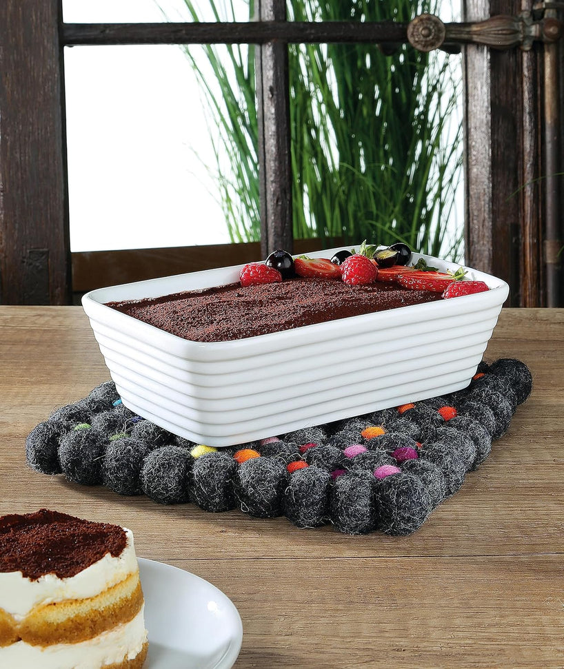 Cilio - Nero 8" Charcoal Square Virgin Wool Trivet - C469967