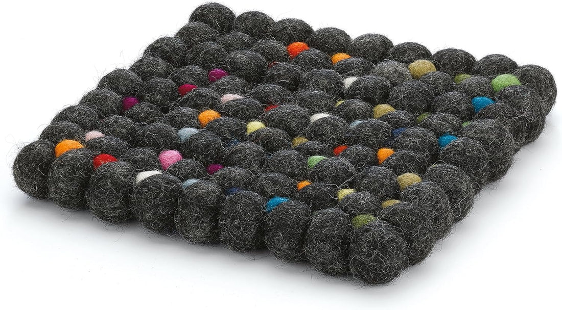 Cilio - Nero 8" Charcoal Square Virgin Wool Trivet - C469967