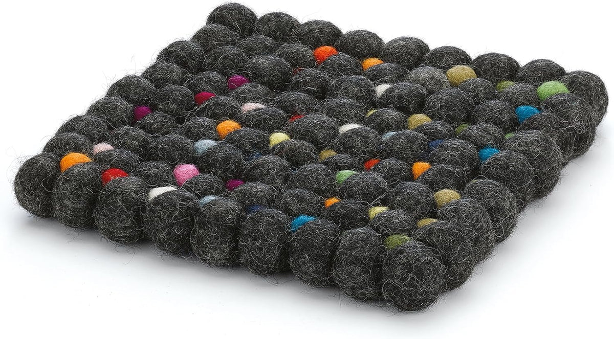 Cilio - Nero 8" Charcoal Square Virgin Wool Trivet - C469967