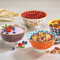 Cilio - Rhombuses 6" 17 fl. oz Red Porcelain Bowl - C107791