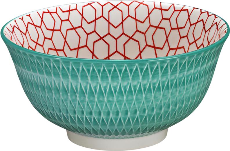 Cilio - Rhombuses 6" 17 fl. oz Turquoise Porcelain Bowl - C107807