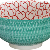 Cilio - Rhombuses 6" 17 fl. oz Turquoise Porcelain Bowl - C107807